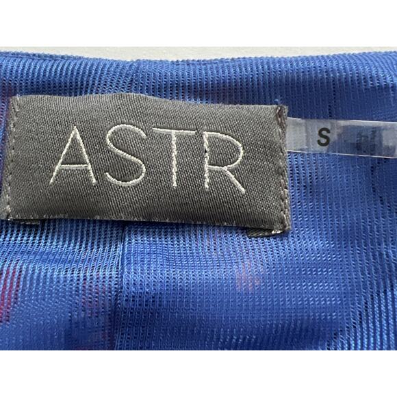 ASTR Dress Womens Small Blue Floral Mini V Neck Bell Sleeve Lace Trim Lined Boho - Picture 4 of 10